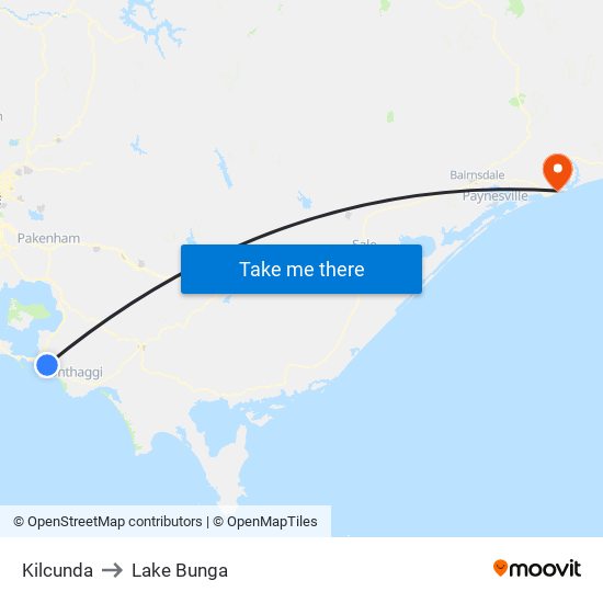 Kilcunda to Lake Bunga map