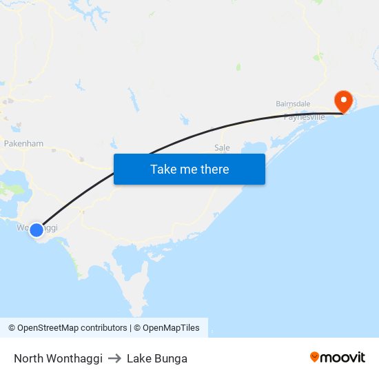 North Wonthaggi to Lake Bunga map