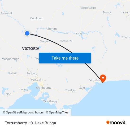 Torrumbarry to Lake Bunga map