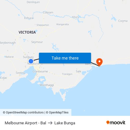 Melbourne Airport - Bal to Lake Bunga map