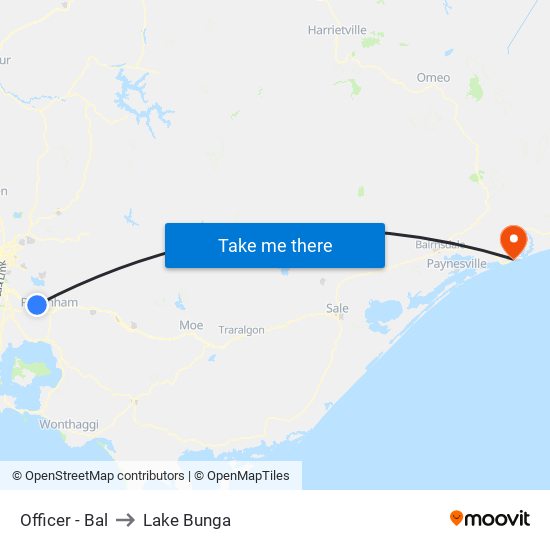 Officer - Bal to Lake Bunga map