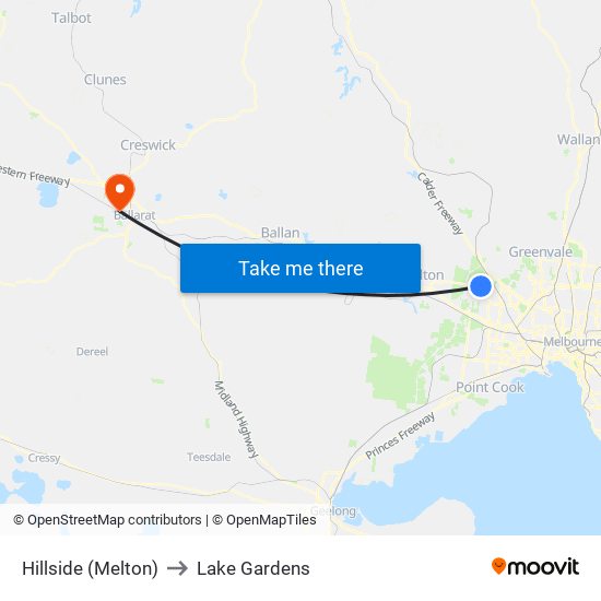 Hillside (Melton) to Lake Gardens map