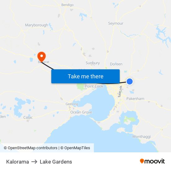 Kalorama to Lake Gardens map