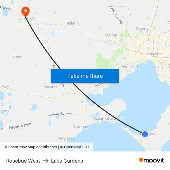 Rosebud West to Lake Gardens map