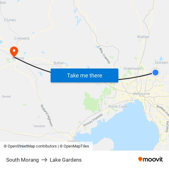 South Morang to Lake Gardens map