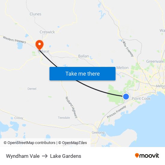 Wyndham Vale to Lake Gardens map