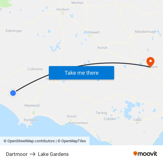 Dartmoor to Lake Gardens map