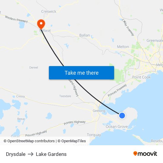 Drysdale to Lake Gardens map