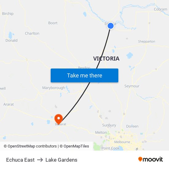 Echuca East to Lake Gardens map