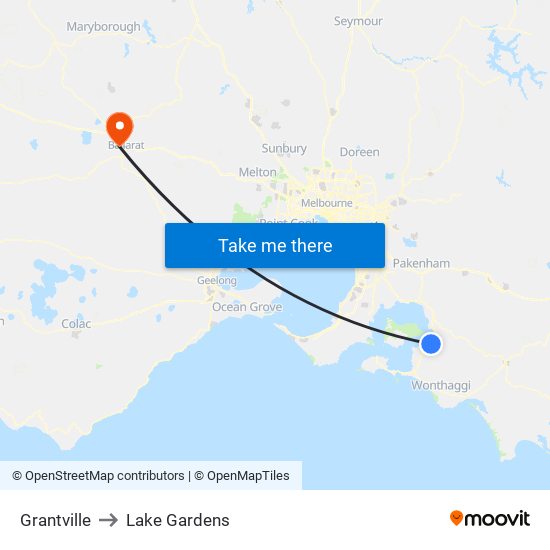 Grantville to Lake Gardens map