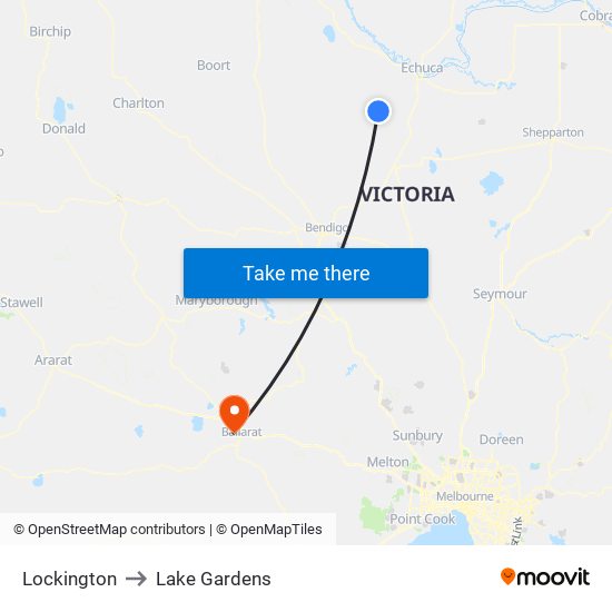 Lockington to Lake Gardens map