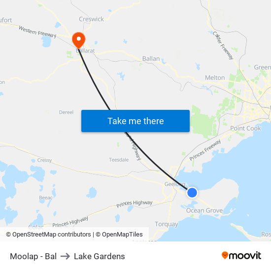 Moolap - Bal to Lake Gardens map