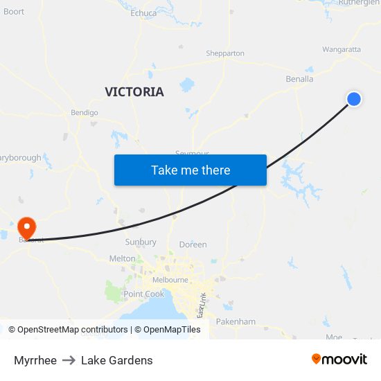 Myrrhee to Lake Gardens map
