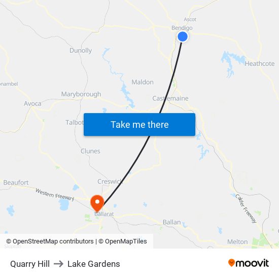 Quarry Hill to Lake Gardens map