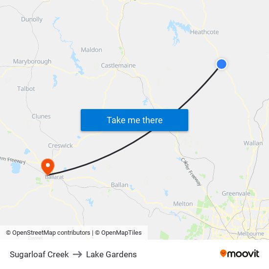 Sugarloaf Creek to Lake Gardens map