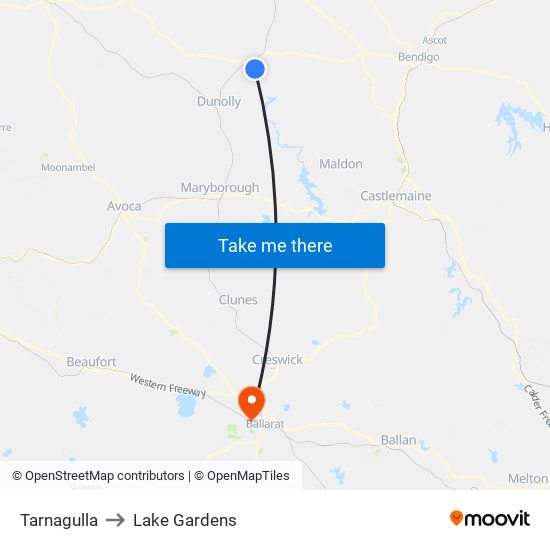 Tarnagulla to Lake Gardens map