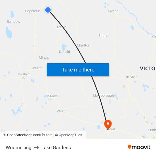 Woomelang to Lake Gardens map