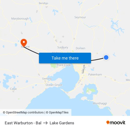 East Warburton - Bal to Lake Gardens map