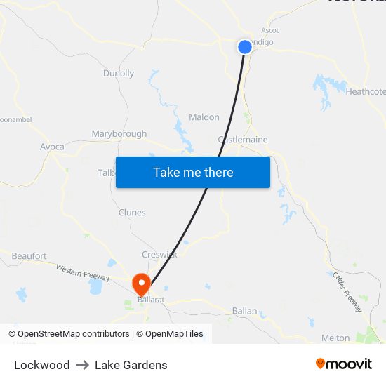 Lockwood to Lake Gardens map