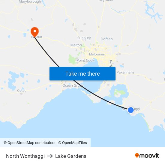 North Wonthaggi to Lake Gardens map