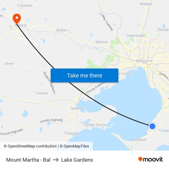 Mount Martha - Bal to Lake Gardens map