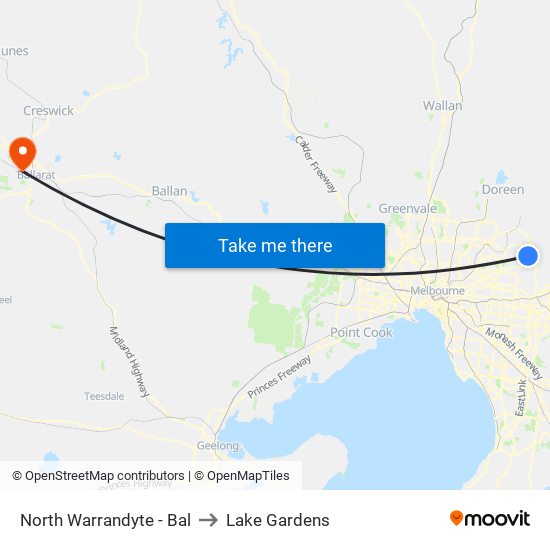 North Warrandyte - Bal to Lake Gardens map