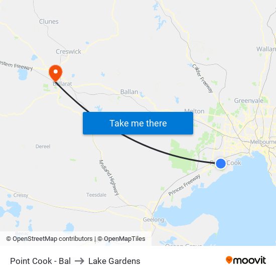 Point Cook - Bal to Lake Gardens map