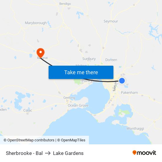 Sherbrooke - Bal to Lake Gardens map