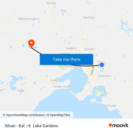 Silvan - Bal to Lake Gardens map