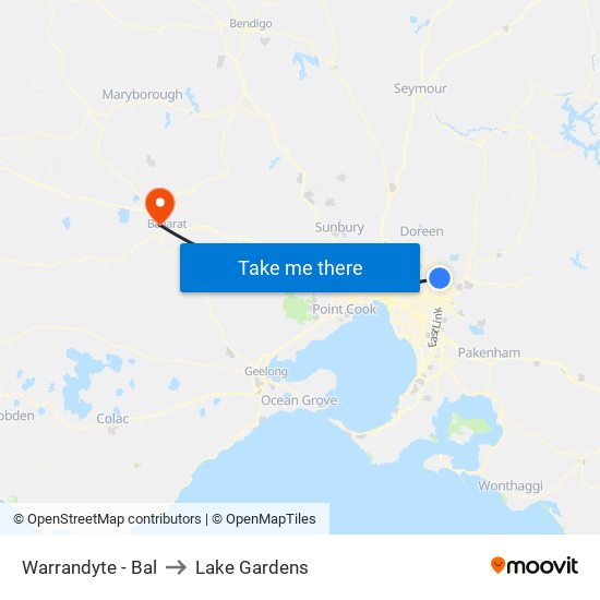 Warrandyte - Bal to Lake Gardens map