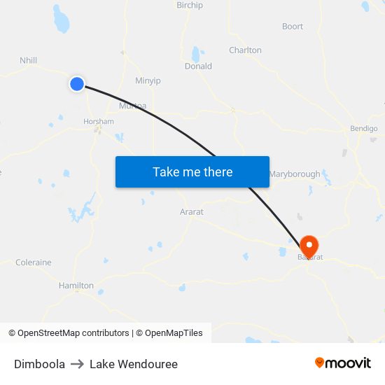 Dimboola to Lake Wendouree map