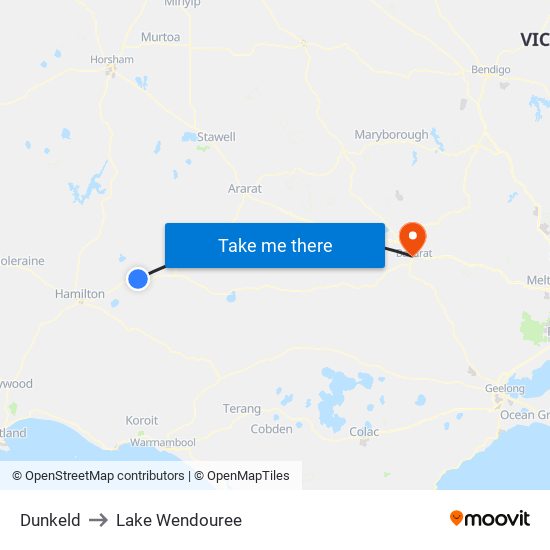 Dunkeld to Lake Wendouree map