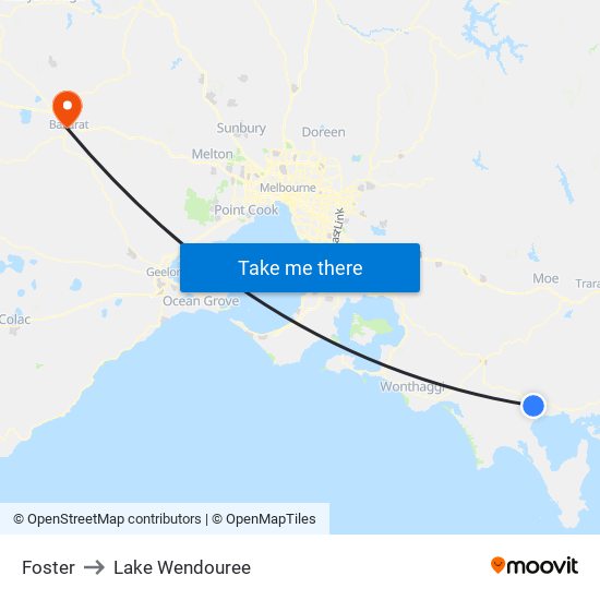 Foster to Lake Wendouree map