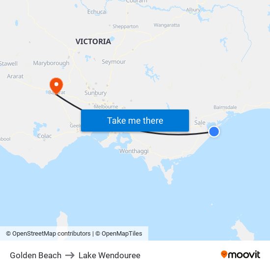 Golden Beach to Lake Wendouree map