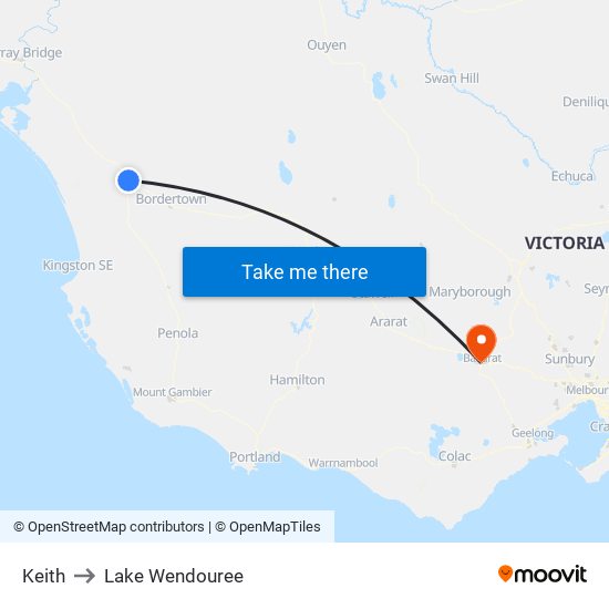 Keith to Lake Wendouree map
