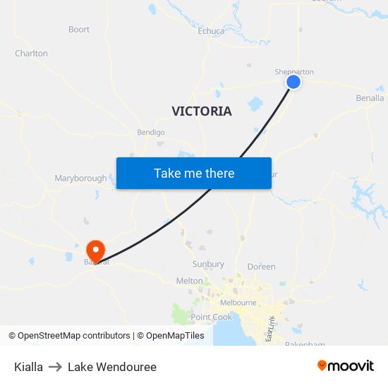 Kialla to Lake Wendouree map