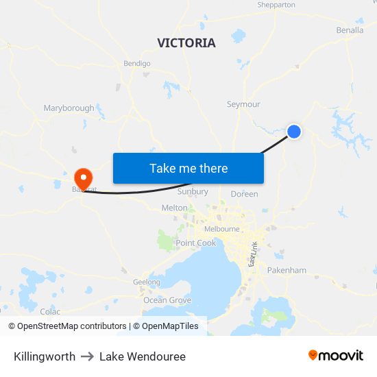 Killingworth to Lake Wendouree map