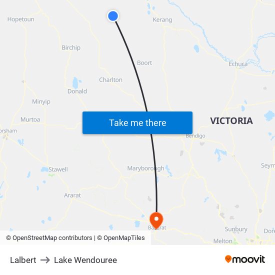 Lalbert to Lake Wendouree map