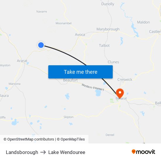 Landsborough to Lake Wendouree map