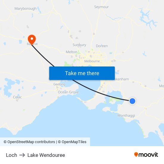 Loch to Lake Wendouree map