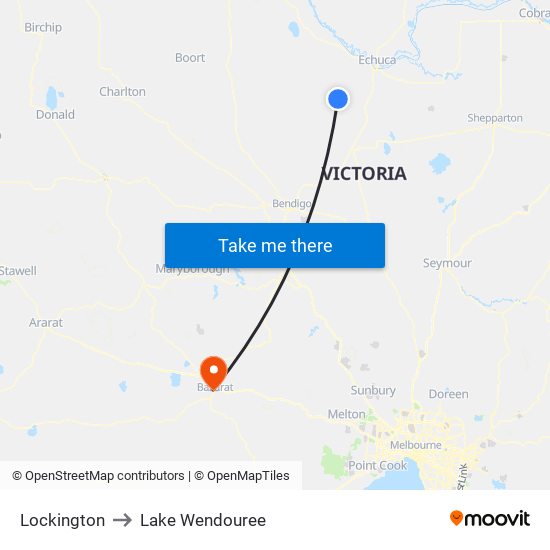 Lockington to Lake Wendouree map