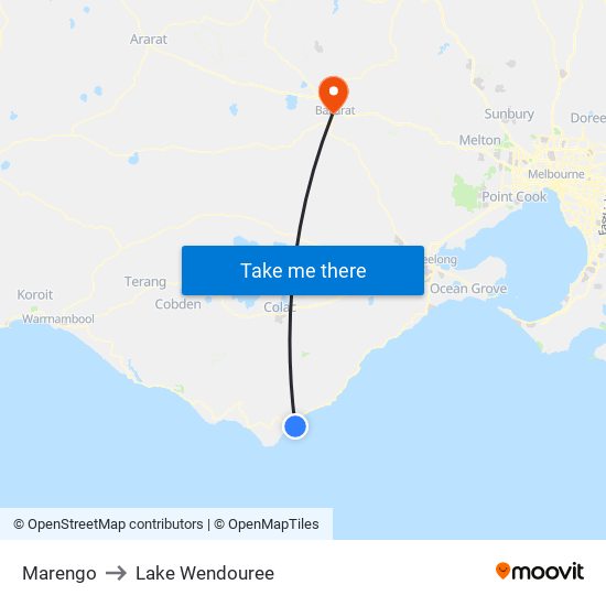 Marengo to Lake Wendouree map