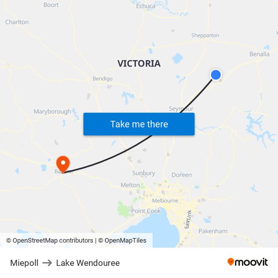 Miepoll to Lake Wendouree map