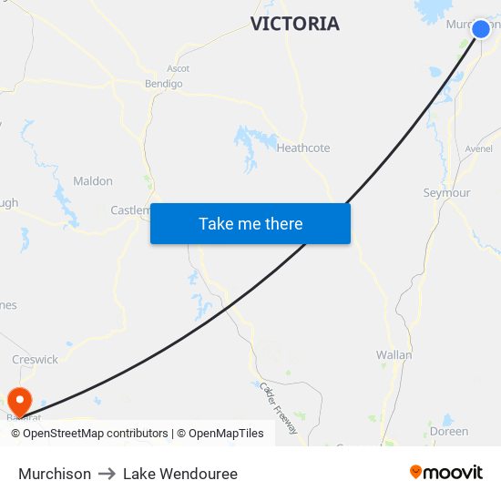 Murchison to Lake Wendouree map