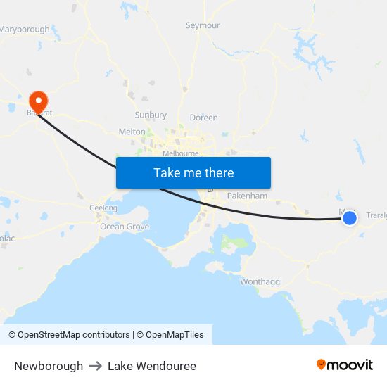 Newborough to Lake Wendouree map