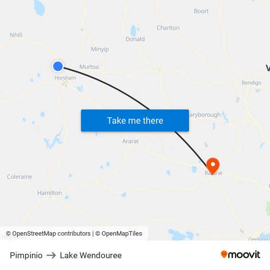 Pimpinio to Lake Wendouree map