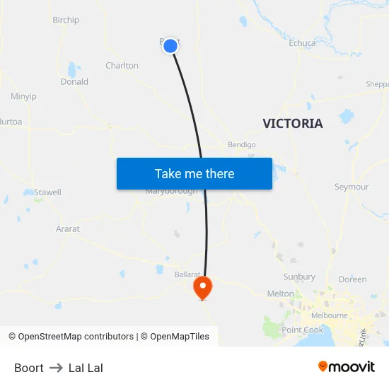 Boort to Lal Lal map