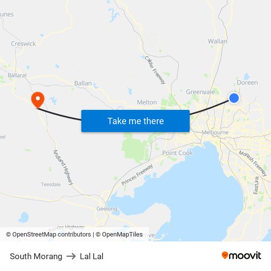 South Morang to Lal Lal map