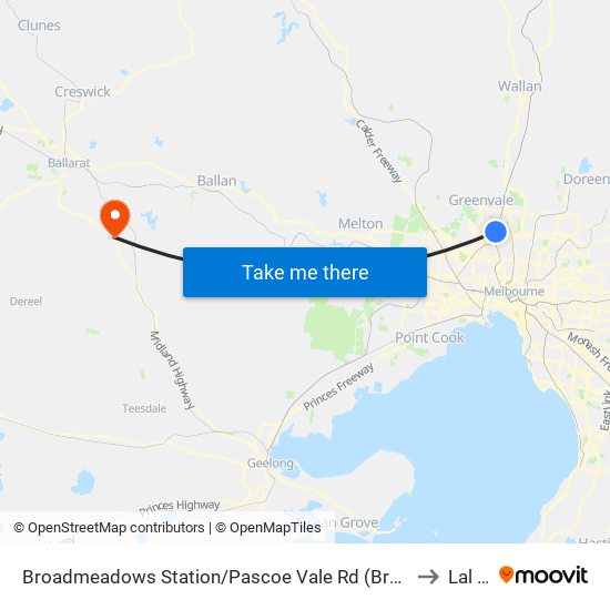 Broadmeadows Station/Pascoe Vale Rd (Broadmeadows) to Lal Lal map