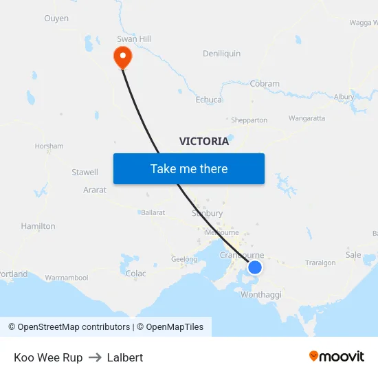 Koo Wee Rup to Lalbert map